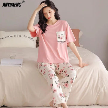 N-Pocket Printed Night Suit - Pink